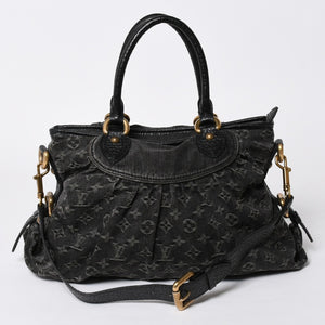 極美品 LOUIS VUITTON ルイヴィトン ネオカヴィ MM 2WAYバッグ M95351 モノグラム デニム ブラック ゴールド金具 中古 4a006996