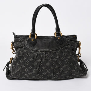 極美品 LOUIS VUITTON ルイヴィトン ネオカヴィ MM 2WAYバッグ M95351 モノグラム デニム ブラック ゴールド金具 中古 4a006996