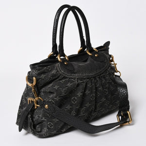 極美品 LOUIS VUITTON ルイヴィトン ネオカヴィ MM 2WAYバッグ M95351 モノグラム デニム ブラック ゴールド金具 中古 4a006996