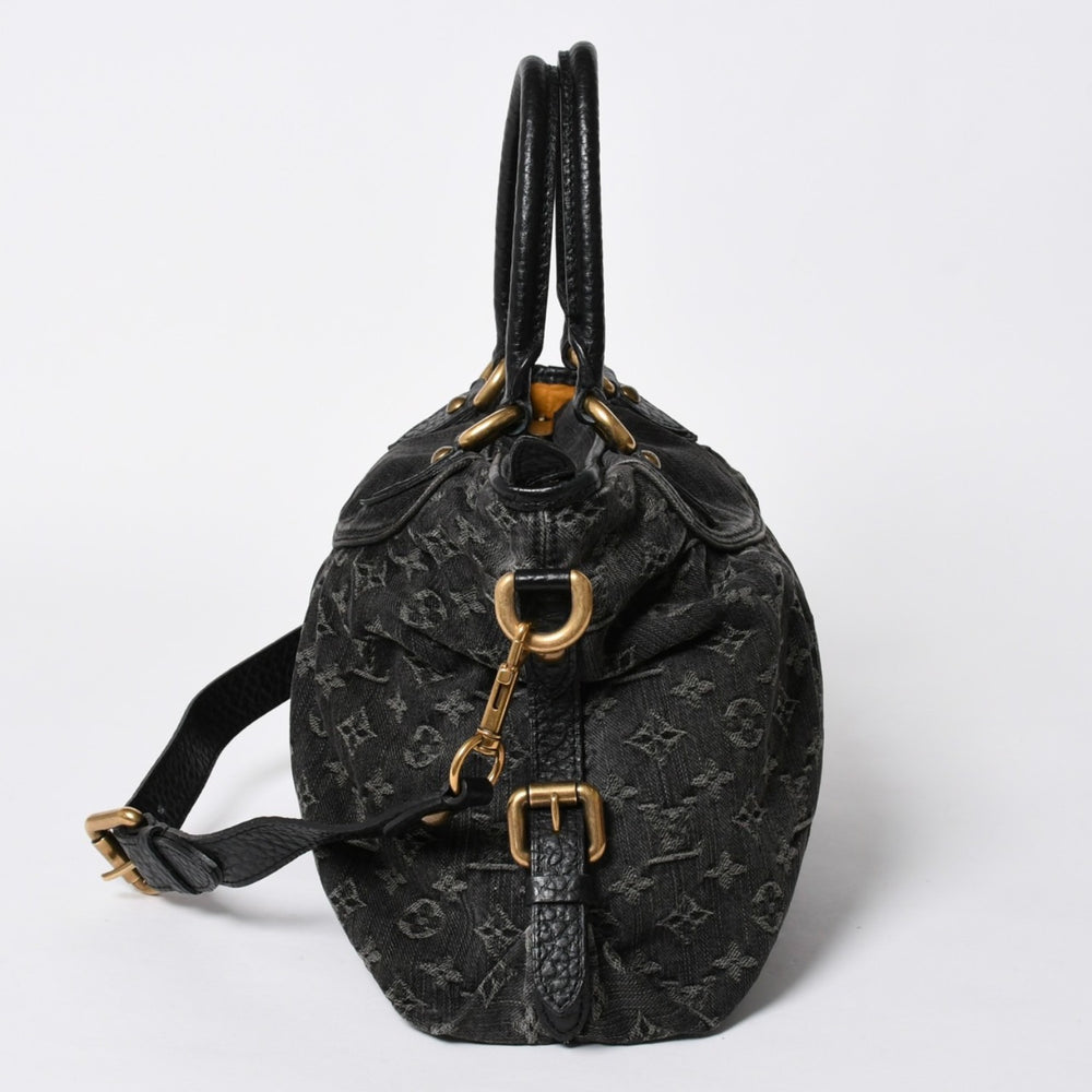 極美品 LOUIS VUITTON ルイヴィトン ネオカヴィ MM 2WAYバッグ M95351 モノグラム デニム ブラック ゴールド金具 中古 4a006996
