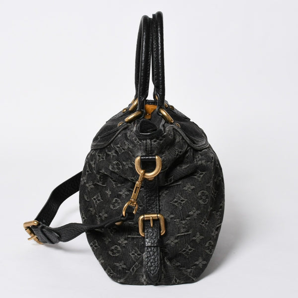 極美品 LOUIS VUITTON ルイヴィトン ネオカヴィ MM 2WAYバッグ M95351 モノグラム デニム ブラック ゴールド金具 中古 4a006996