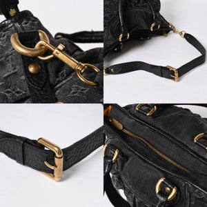 極美品 LOUIS VUITTON ルイヴィトン ネオカヴィ MM 2WAYバッグ M95351 モノグラム デニム ブラック ゴールド金具 中古 4a006996
