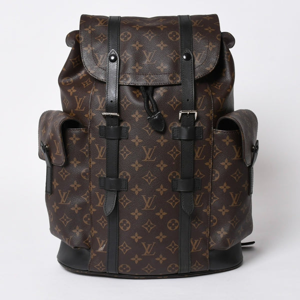 極美品 LOUIS VUITTON ルイヴィトン クリストファー MM リュック バックパック M43735 モノグラムマカサー ブラウン ブラック 中古 4a006943