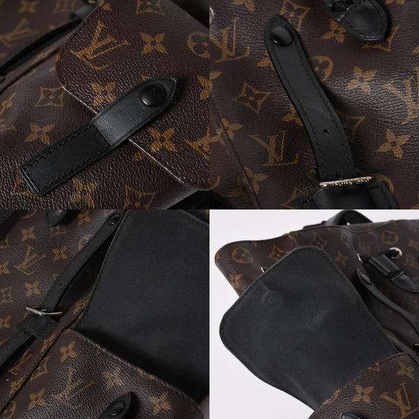 極美品 LOUIS VUITTON ルイヴィトン クリストファー MM リュック バックパック M43735 モノグラムマカサー ブラウン ブラック 中古 4a006943