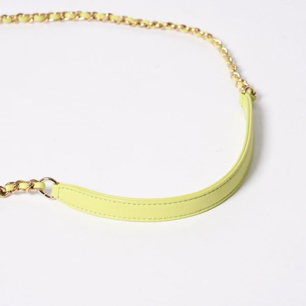 極美品 CHANEL シャネル CC Mania スモールカメラバッグ 27番台 ココマーク ライムグリーン マルチカラー ツイード ラムスキン ゴールド金具 中古 4a006953