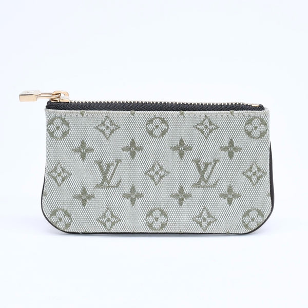 極美品 LOUIS VUITTON ルイヴィトン モノグラムミニ ポシェットクレ コインケース M92236 キャンバス ゴールド金具 グリーン 中古 4a007169