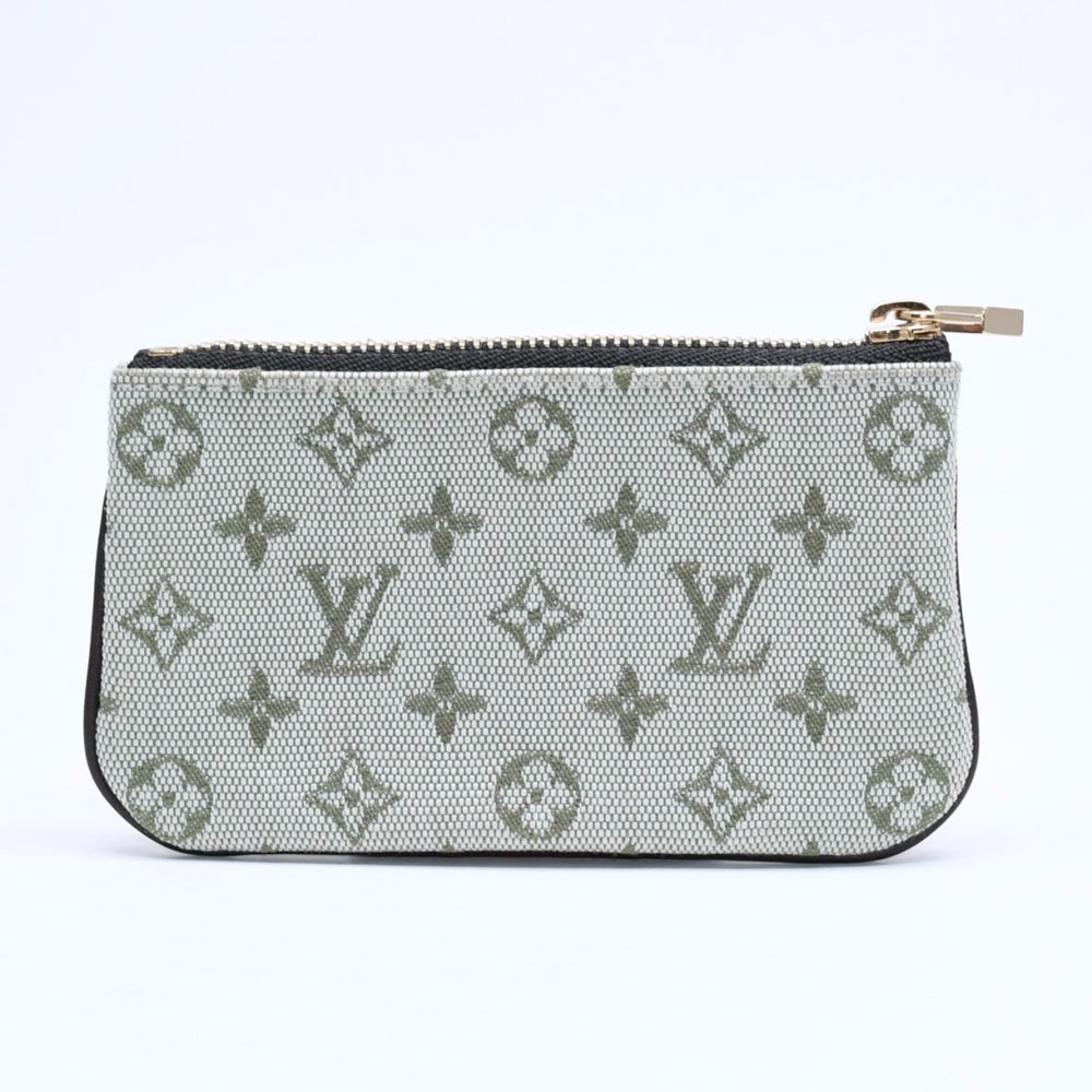 極美品 LOUIS VUITTON ルイヴィトン モノグラムミニ ポシェットクレ コインケース M92236 キャンバス ゴールド金具 グリーン 中古 4a007169