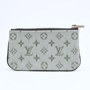 極美品 LOUIS VUITTON ルイヴィトン モノグラムミニ ポシェットクレ コインケース M92236 キャンバス ゴールド金具 グリーン 中古 4a007169