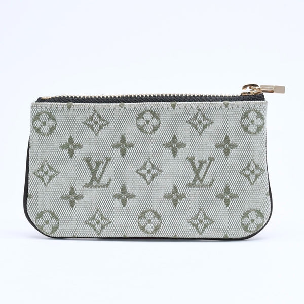極美品 LOUIS VUITTON ルイヴィトン モノグラムミニ ポシェットクレ コインケース M92236 キャンバス ゴールド金具 グリーン 中古 4a007169