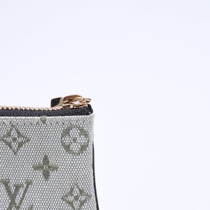 極美品 LOUIS VUITTON ルイヴィトン モノグラムミニ ポシェットクレ コインケース M92236 キャンバス ゴールド金具 グリーン 中古 4a007169