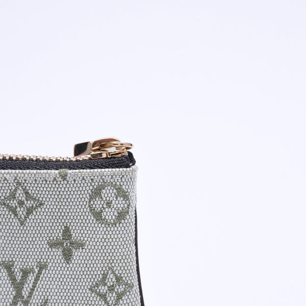極美品 LOUIS VUITTON ルイヴィトン モノグラムミニ ポシェットクレ コインケース M92236 キャンバス ゴールド金具 グリーン 中古 4a007169