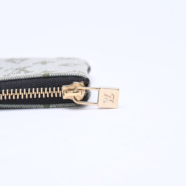 極美品 LOUIS VUITTON ルイヴィトン モノグラムミニ ポシェットクレ コインケース M92236 キャンバス ゴールド金具 グリーン 中古 4a007169