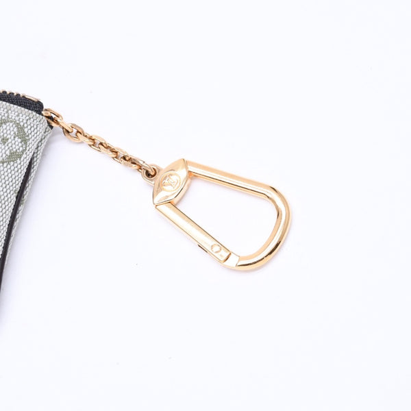 極美品 LOUIS VUITTON ルイヴィトン モノグラムミニ ポシェットクレ コインケース M92236 キャンバス ゴールド金具 グリーン 中古 4a007169