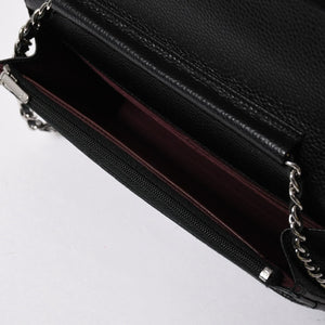 新品同様品 CHANEL シャネル マトラッセ チェーンウォレット キャビアスキン ランダム番台 ブラック シルバー金具 中古 4a006955