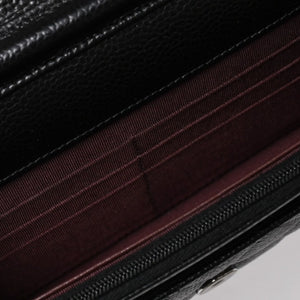 新品同様品 CHANEL シャネル マトラッセ チェーンウォレット キャビアスキン ランダム番台 ブラック シルバー金具 中古 4a006955