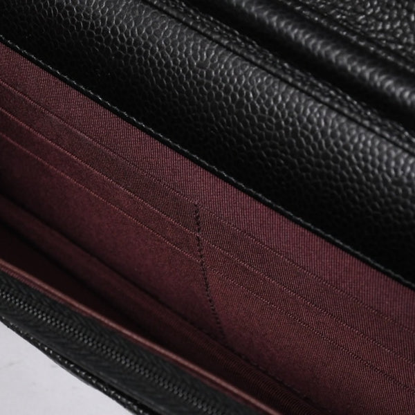 新品同様品 CHANEL シャネル マトラッセ チェーンウォレット キャビアスキン ランダム番台 ブラック シルバー金具 中古 4a006955