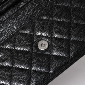 新品同様品 CHANEL シャネル 財布 マトラッセ クラシック チェーンウォレット ランダム番台 キャビアスキン ココマーク ブラック 中古 4a006950