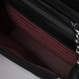 新品同様品 CHANEL シャネル 財布 マトラッセ クラシック チェーンウォレット ランダム番台 キャビアスキン ココマーク ブラック 中古 4a006950
