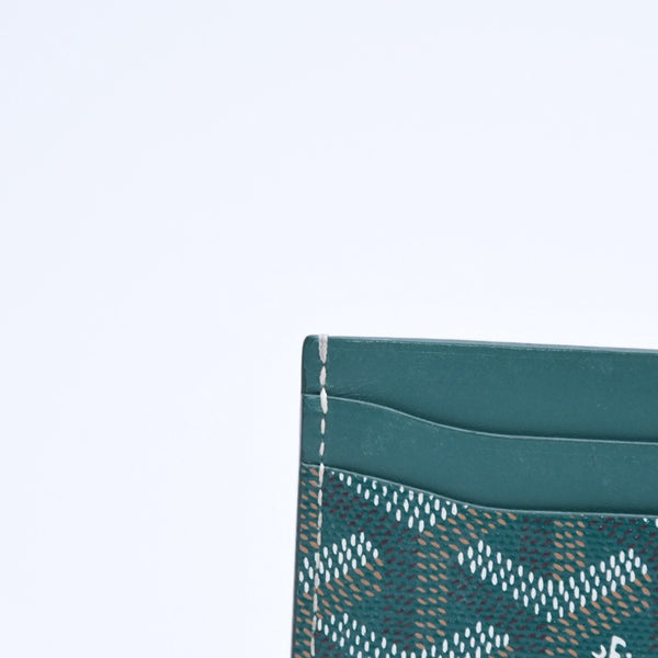 極美品 GOYARD ゴヤール マルゼルブ カードケース グリーン MALESHPMLTY09CL09X PVC ヴォーゼルカーフスキン 中古 4a007175