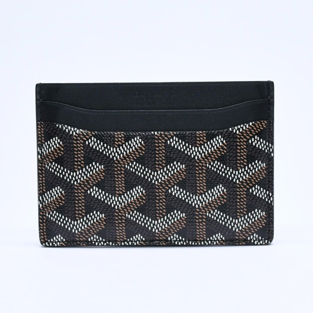 極美品 GOYARD ゴヤール サンシュルピス ヘリンボーン カードケース STSULPPMLTY01CL01X ブラック PVC レザー 中古 4a007176