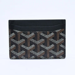 極美品 GOYARD ゴヤール サンシュルピス ヘリンボーン カードケース STSULPPMLTY01CL01X ブラック PVC レザー 中古 4a007176
