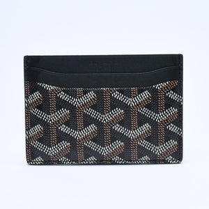 極美品 GOYARD ゴヤール サンシュルピス ヘリンボーン カードケース STSULPPMLTY01CL01X ブラック PVC レザー 中古 4a007176