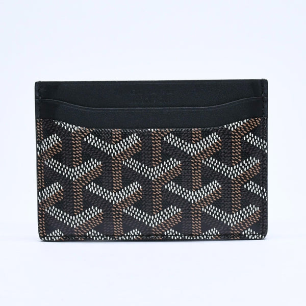 極美品 GOYARD ゴヤール サンシュルピス ヘリンボーン カードケース STSULPPMLTY01CL01X ブラック PVC レザー 中古 4a007176
