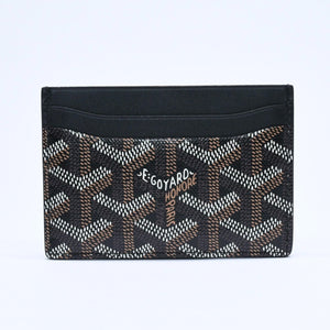 極美品 GOYARD ゴヤール サンシュルピス ヘリンボーン カードケース STSULPPMLTY01CL01X ブラック PVC レザー 中古 4a007176
