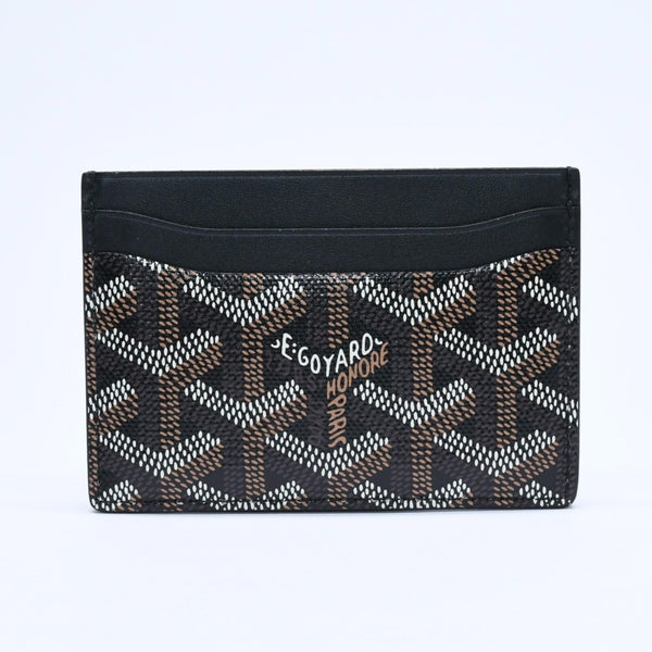 極美品 GOYARD ゴヤール サンシュルピス ヘリンボーン カードケース STSULPPMLTY01CL01X ブラック PVC レザー 中古 4a007176