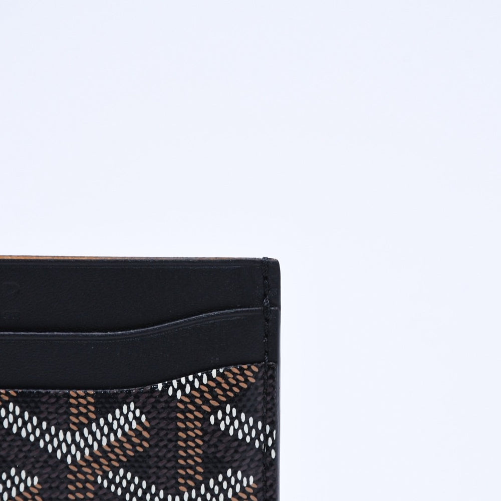 極美品 GOYARD ゴヤール サンシュルピス ヘリンボーン カードケース STSULPPMLTY01CL01X ブラック PVC レザー 中古 4a007176