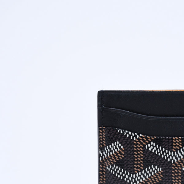 極美品 GOYARD ゴヤール サンシュルピス ヘリンボーン カードケース STSULPPMLTY01CL01X ブラック PVC レザー 中古 4a007176