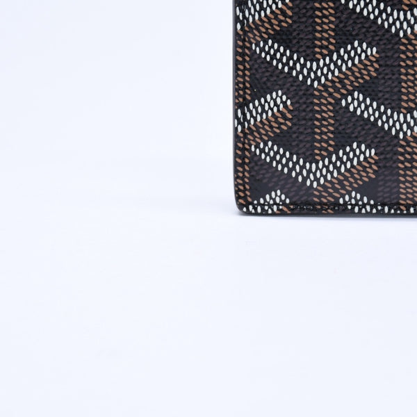 極美品 GOYARD ゴヤール サンシュルピス ヘリンボーン カードケース STSULPPMLTY01CL01X ブラック PVC レザー 中古 4a007176