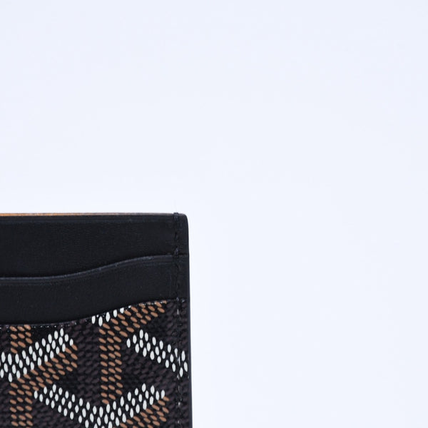 極美品 GOYARD ゴヤール サンシュルピス ヘリンボーン カードケース STSULPPMLTY01CL01X ブラック PVC レザー 中古 4a007176