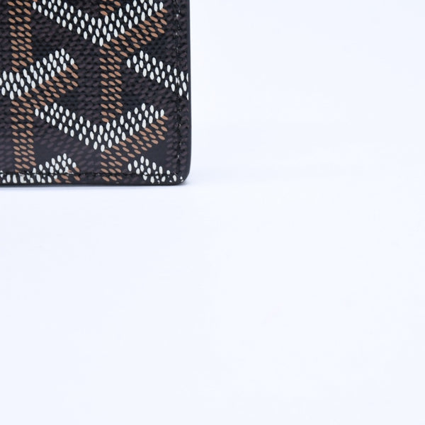 極美品 GOYARD ゴヤール サンシュルピス ヘリンボーン カードケース STSULPPMLTY01CL01X ブラック PVC レザー 中古 4a007176
