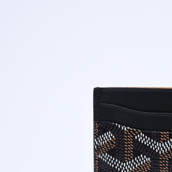 極美品 GOYARD ゴヤール サンシュルピス ヘリンボーン カードケース STSULPPMLTY01CL01X ブラック PVC レザー 中古 4a007176