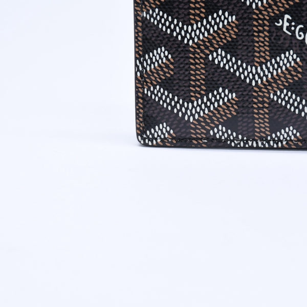 極美品 GOYARD ゴヤール サンシュルピス ヘリンボーン カードケース STSULPPMLTY01CL01X ブラック PVC レザー 中古 4a007176