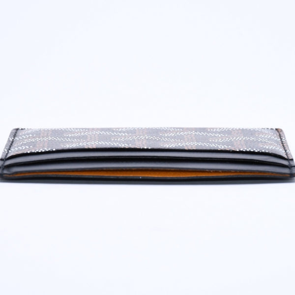 極美品 GOYARD ゴヤール サンシュルピス ヘリンボーン カードケース STSULPPMLTY01CL01X ブラック PVC レザー 中古 4a007176
