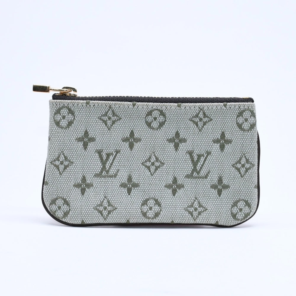 極美品 LOUIS VUITTON ルイヴィトン モノグラムミニ ポシェットクレ コインケース M92236 キャンバス ゴールド金具 グリーン 中古 4a007168