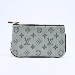 極美品 LOUIS VUITTON ルイヴィトン モノグラムミニ ポシェットクレ コインケース M92236 キャンバス ゴールド金具 グリーン 中古 4a007168