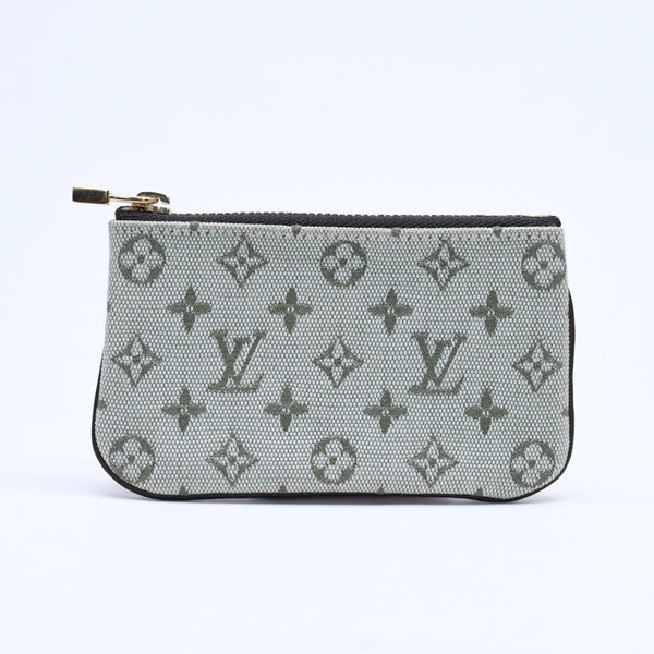 極美品 LOUIS VUITTON ルイヴィトン モノグラムミニ ポシェットクレ コインケース M92236 キャンバス ゴールド金具 グリーン 中古 4a007168