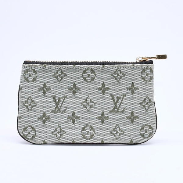 極美品 LOUIS VUITTON ルイヴィトン モノグラムミニ ポシェットクレ コインケース M92236 キャンバス ゴールド金具 グリーン 中古 4a007168