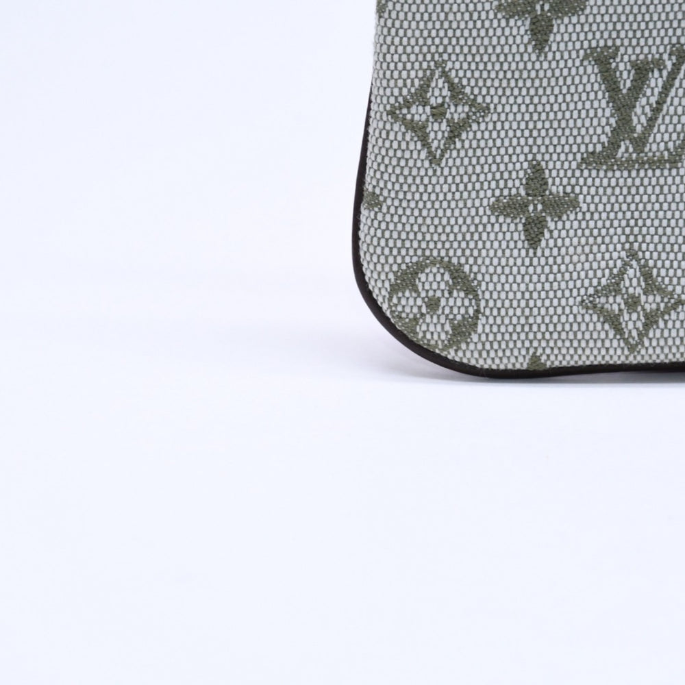極美品 LOUIS VUITTON ルイヴィトン モノグラムミニ ポシェットクレ コインケース M92236 キャンバス ゴールド金具 グリーン 中古 4a007168