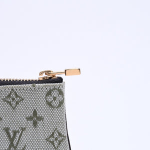 極美品 LOUIS VUITTON ルイヴィトン モノグラムミニ ポシェットクレ コインケース M92236 キャンバス ゴールド金具 グリーン 中古 4a007168