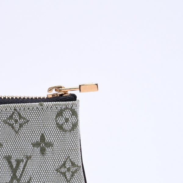 極美品 LOUIS VUITTON ルイヴィトン モノグラムミニ ポシェットクレ コインケース M92236 キャンバス ゴールド金具 グリーン 中古 4a007168