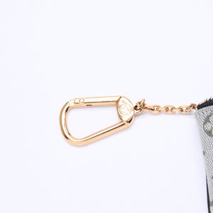 極美品 LOUIS VUITTON ルイヴィトン モノグラムミニ ポシェットクレ コインケース M92236 キャンバス ゴールド金具 グリーン 中古 4a007168