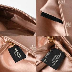 極美品 FENDI フェンディ バゲット 1997 マンマバケット ショルダーバッグ 8BR792 パール シルクサテン ベルベット ライトピンク ゴールド金具 中古 4a006962