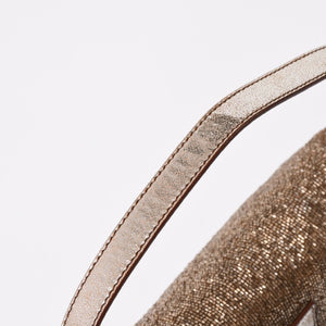 極美品 FENDI フェンディ マンマバケット ワンショルダーバッグ 8BR600 ビーズ刺繍 レザー ブラウン シルバー シルバー金具 中古 4a006957