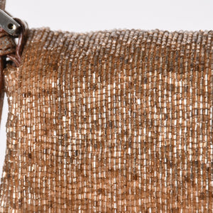 極美品 FENDI フェンディ マンマバケット ワンショルダーバッグ 8BR600 ビーズ刺繍 レザー ブラウン シルバー シルバー金具 中古 4a006957