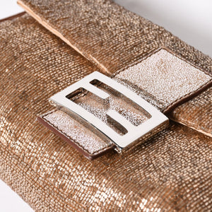 極美品 FENDI フェンディ マンマバケット ワンショルダーバッグ 8BR600 ビーズ刺繍 レザー ブラウン シルバー シルバー金具 中古 4a006957