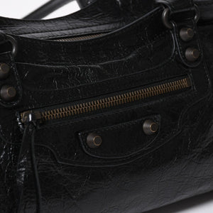 極美品 BALENCIAGA バレンシアガ ル シティ イーストウェスト トートバッグ 845704 ショルダーバッグ 現行モデル ブラック ブロンズ金具 中古 4a006964